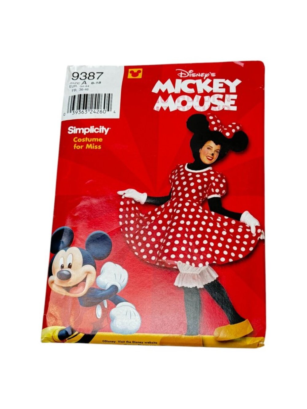 Simplicity 9387 Disney Minnie Mouse Sew Pattern Adult Size 8 to 18 Costume Uncut